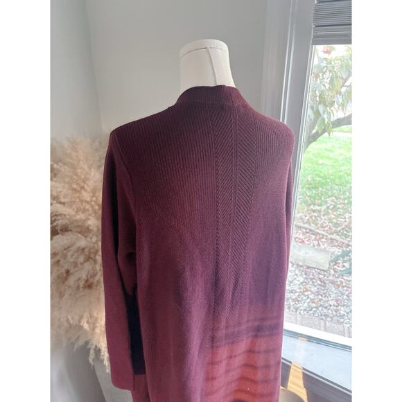 J. Jill Burgundy Long Line Cardigan Sweater Womens Large Long Duster Cardi - Picture 7 of 9